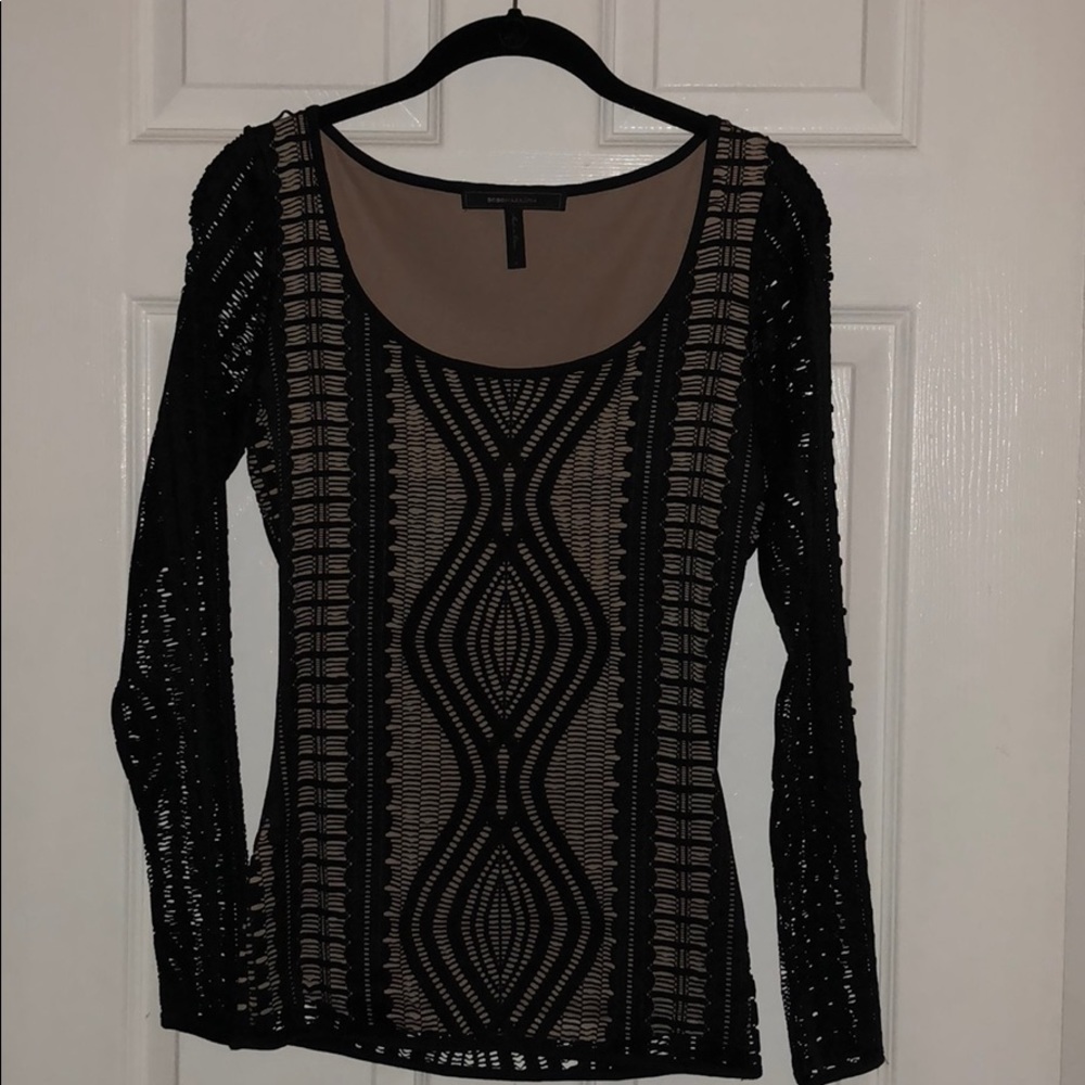 🚫GIFTED BCBG MaxAzria* Black* Nude Underlay* Top